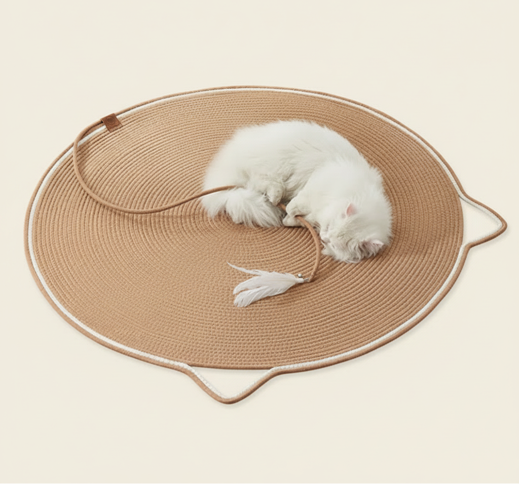 Large Round Cat Scratcher Mat and Bed Hand Woven