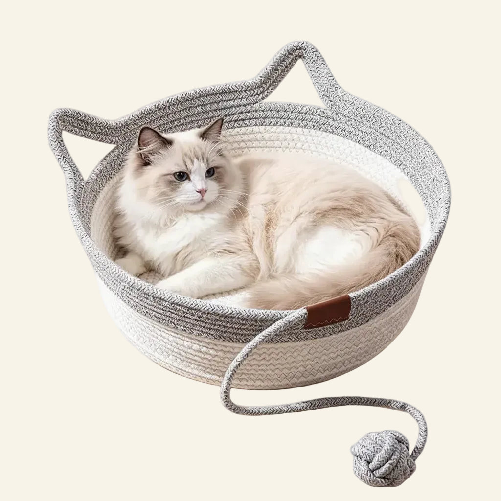 Large Stimuli Handwoven Cat Toy Basket Scratcher Bed Rope Cotton