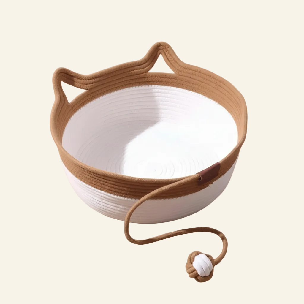 Large Stimuli Handwoven Cat Toy Basket Scratcher Bed Rope Cotton